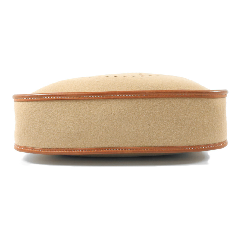 HERMES Felt/Barenia皮革Evelyne PM肩背袋Fauve/Iris-3