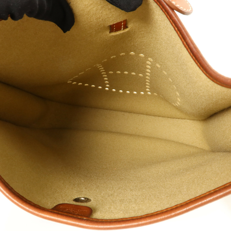 HERMES Felt/Barenia皮革Evelyne PM肩背袋Fauve/Iris-4