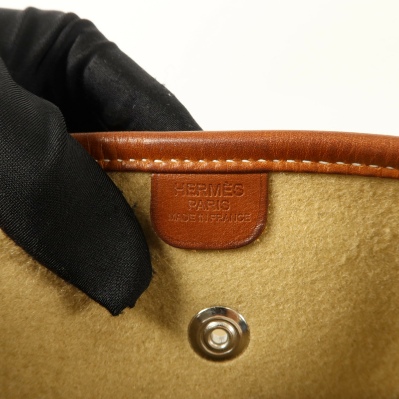 HERMES Felt/Barenia皮革Evelyne PM肩背袋Fauve/Iris-5