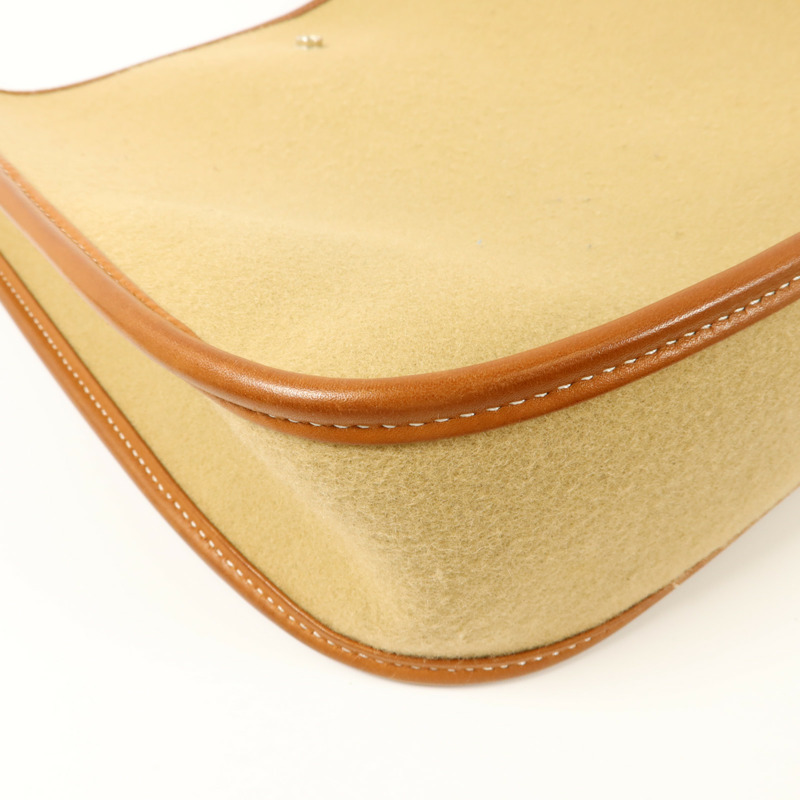 HERMES Felt/Barenia皮革Evelyne PM肩背袋Fauve/Iris-12