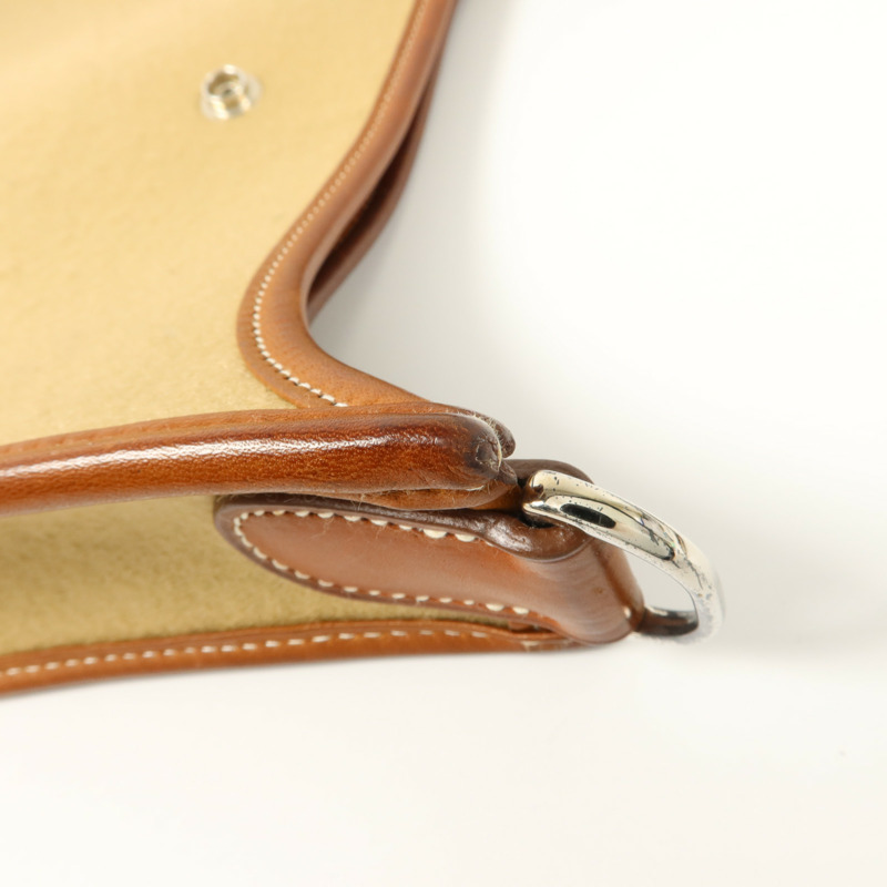 HERMES Felt/Barenia皮革Evelyne PM肩背袋Fauve/Iris-17