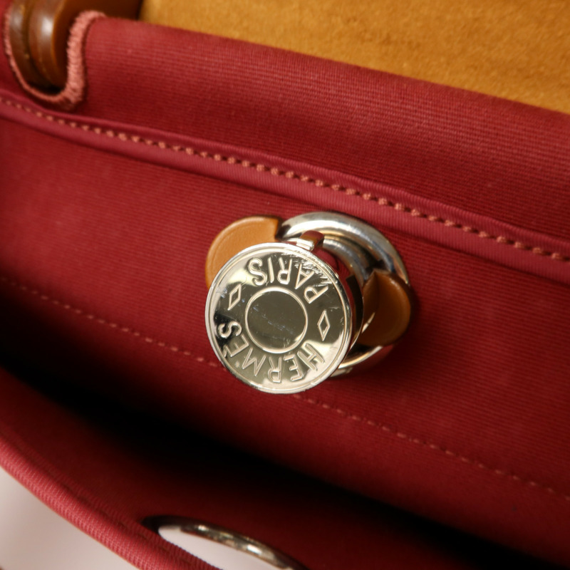 HERMES 帆布Herbag PM手挽肩背兩用袋Rubis/Fauve-9
