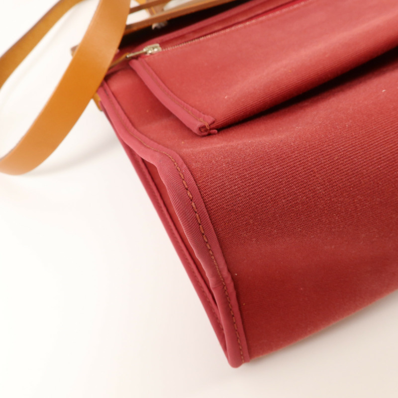 HERMES 帆布Herbag PM手挽肩背兩用袋Rubis/Fauve-17
