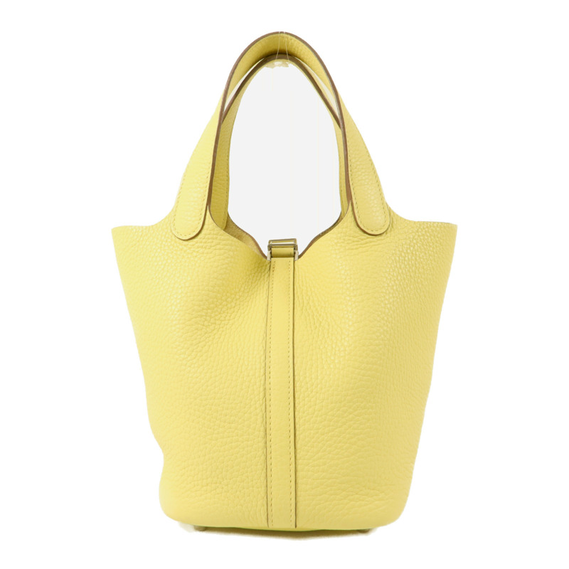 HERMES Clemence皮革Picotin PM手挽袋Jaune Poussin-1
