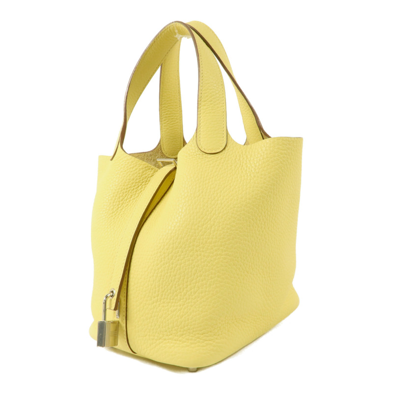HERMES Clemence皮革Picotin PM手挽袋Jaune Poussin-2