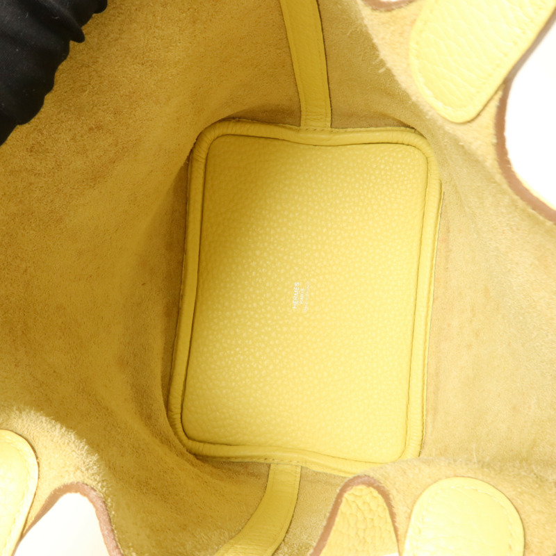 HERMES Clemence皮革Picotin PM手挽袋Jaune Poussin-4