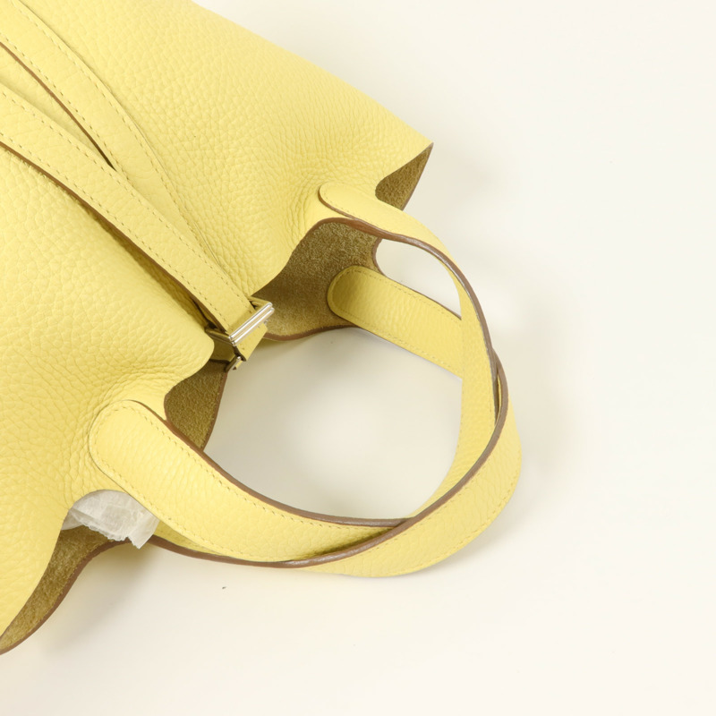 HERMES Clemence皮革Picotin PM手挽袋Jaune Poussin-7