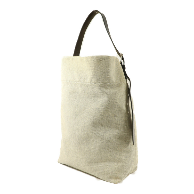 HERMES Toile H帆布/Vache Hunter皮革Etriviere Shoulder Bag MM肩背袋Ecru/Noir-2