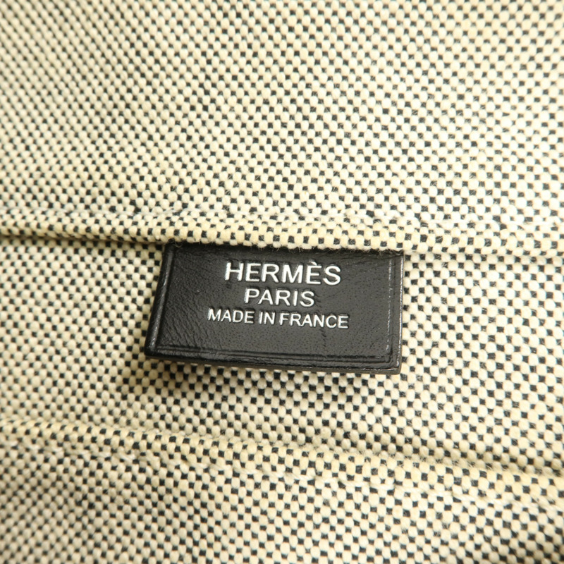 HERMES Toile H帆布/Vache Hunter皮革Etriviere Shoulder Bag MM肩背袋Ecru/Noir-5