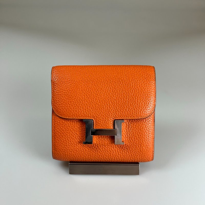 HERMES X刻 橘銀康康短夾-0