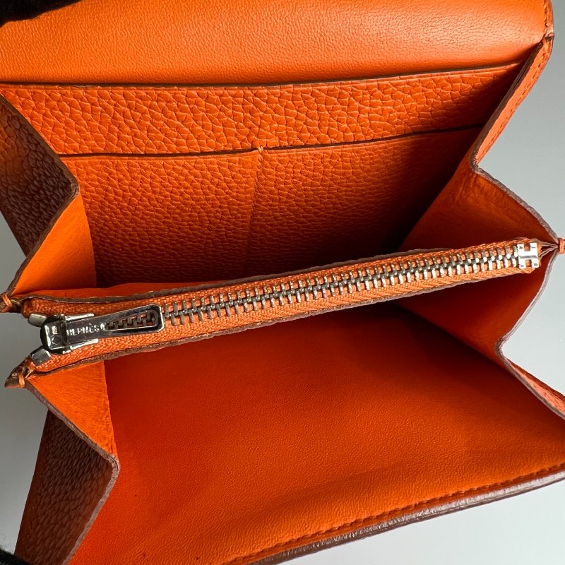 HERMES X刻 橘銀康康短夾-7
