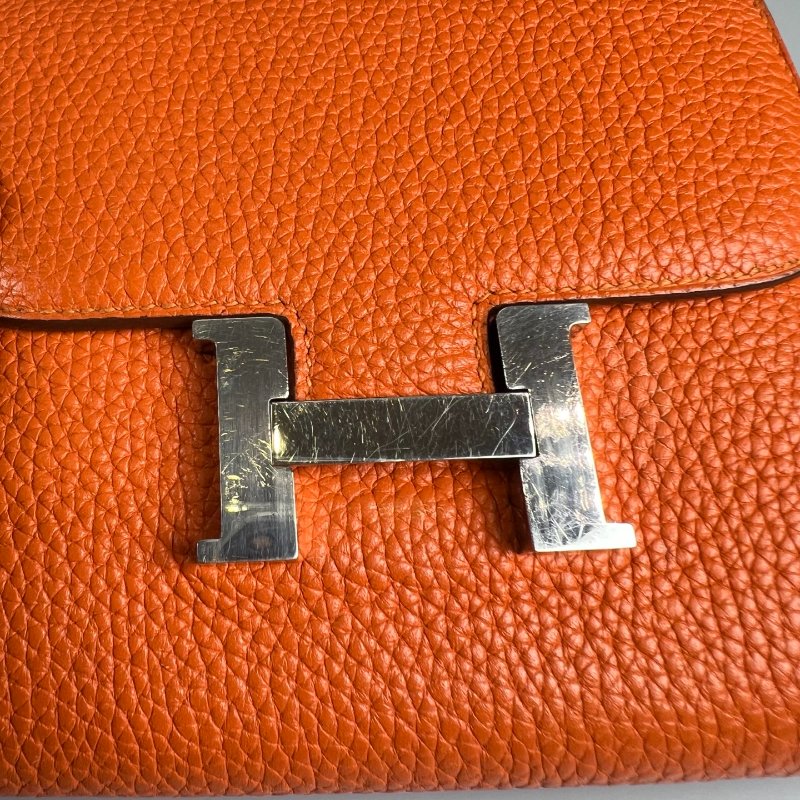 HERMES X刻 橘銀康康短夾-8