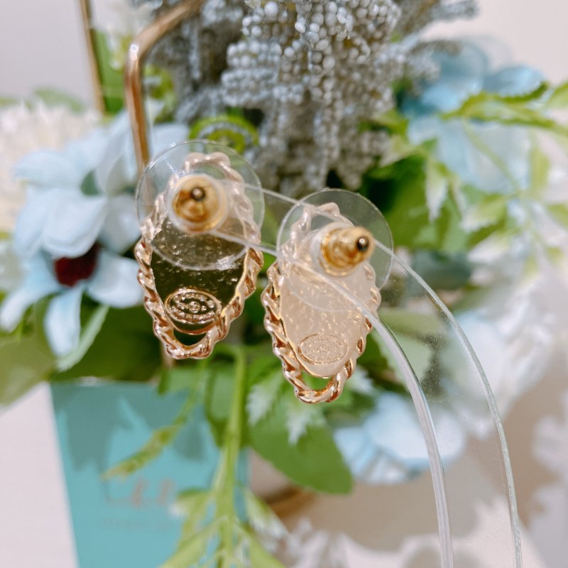 TK2075 香奈兒 耳環 Chanel Oval Earrings Pink X GHW-5