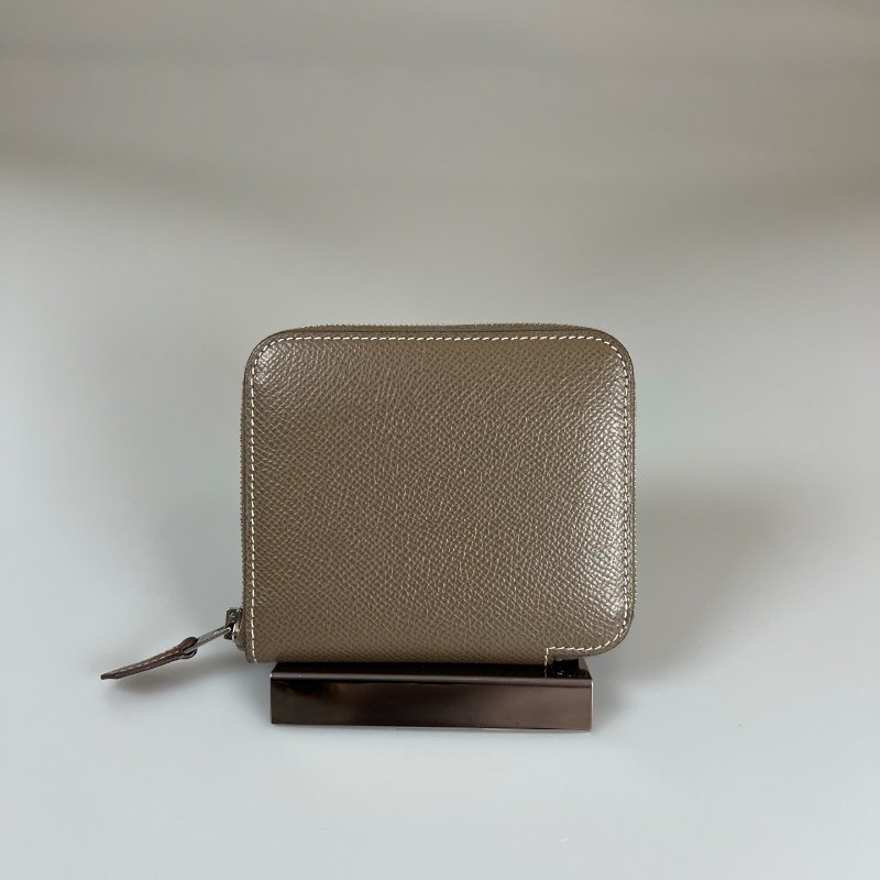 HERMES Z刻 大象灰絲巾短夾-0