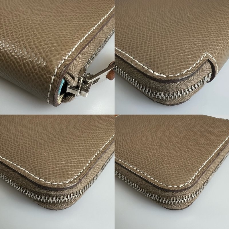 HERMES Z刻 大象灰絲巾短夾-11