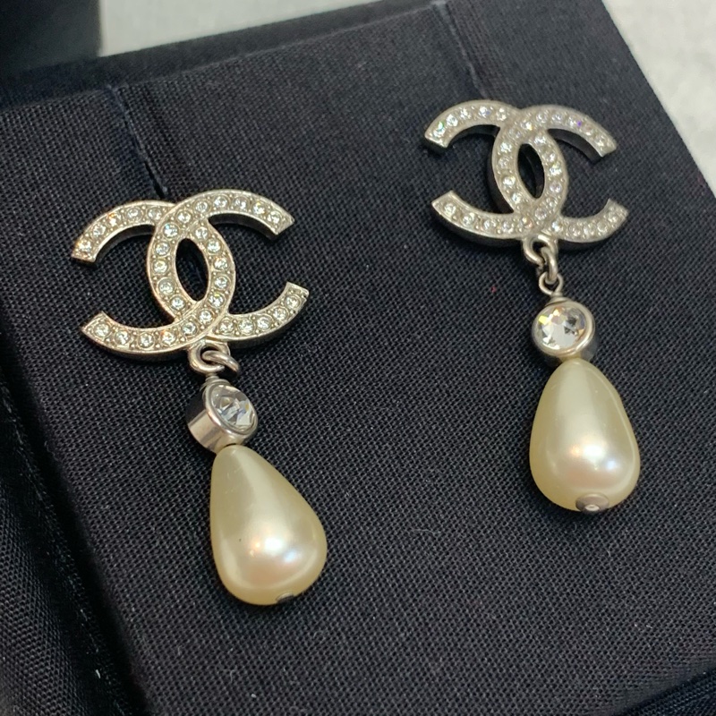 Full set Chanel經典耳環 Chanel閃鑽珍珠耳環-1