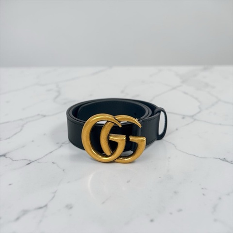 莉亞精品♡ Gucci雙G金釦皮帶 70cm 二手美品