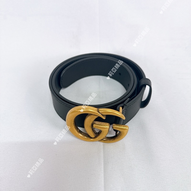 莉亞精品♡ Gucci雙G金釦皮帶 70cm 二手美品-3