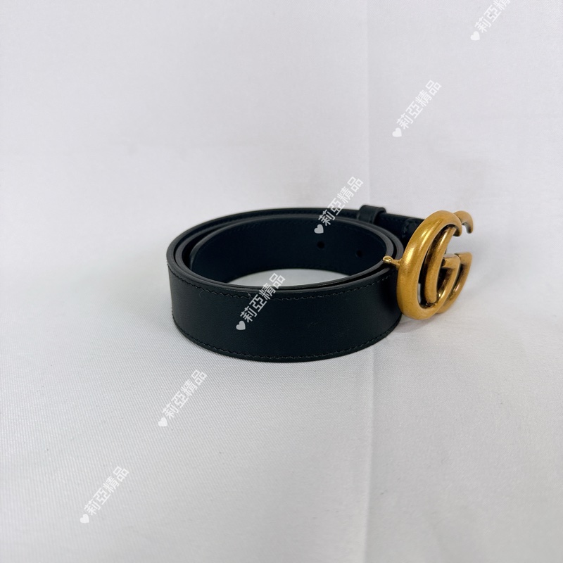 莉亞精品♡ Gucci雙G金釦皮帶 70cm 二手美品-6
