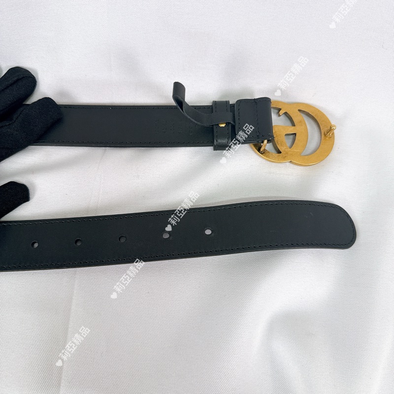 莉亞精品♡ Gucci雙G金釦皮帶 70cm 二手美品-8