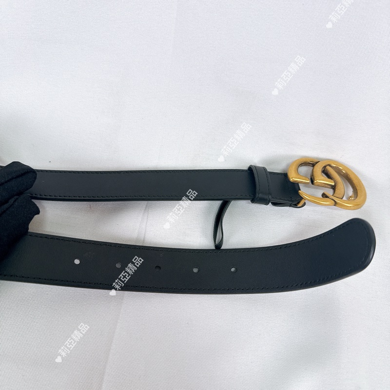 莉亞精品♡ Gucci雙G金釦皮帶 70cm 二手美品-9