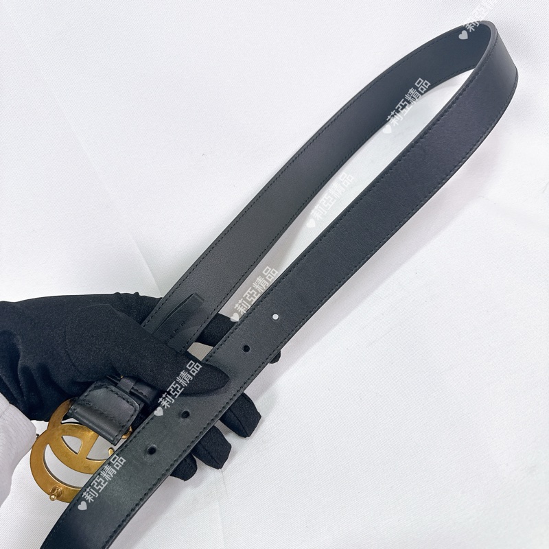 莉亞精品♡ Gucci雙G金釦皮帶 70cm 二手美品-10