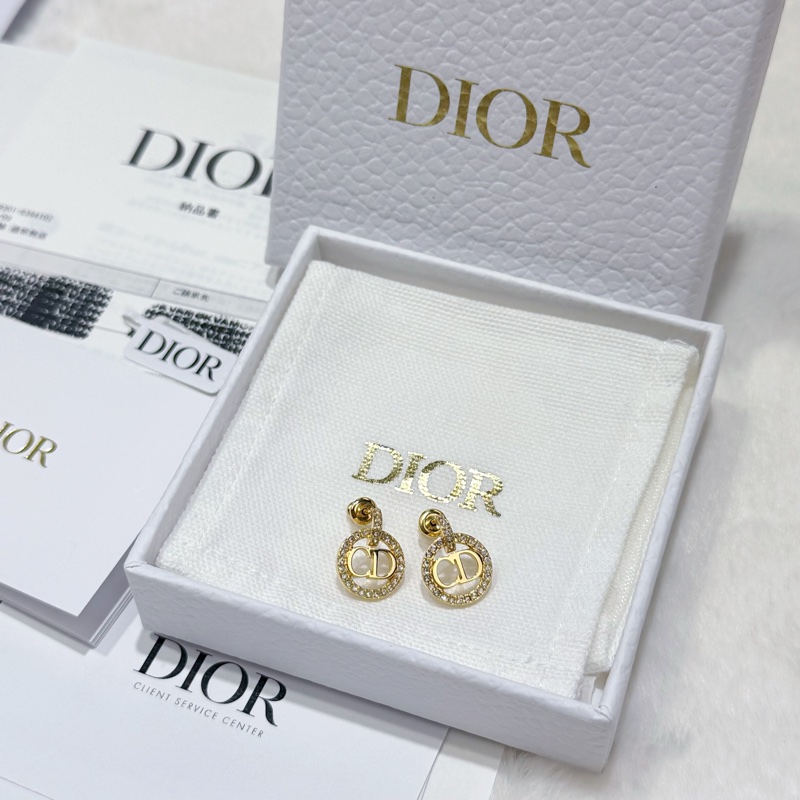Full Set Dior Navy耳環帶鑽花圈logo-0