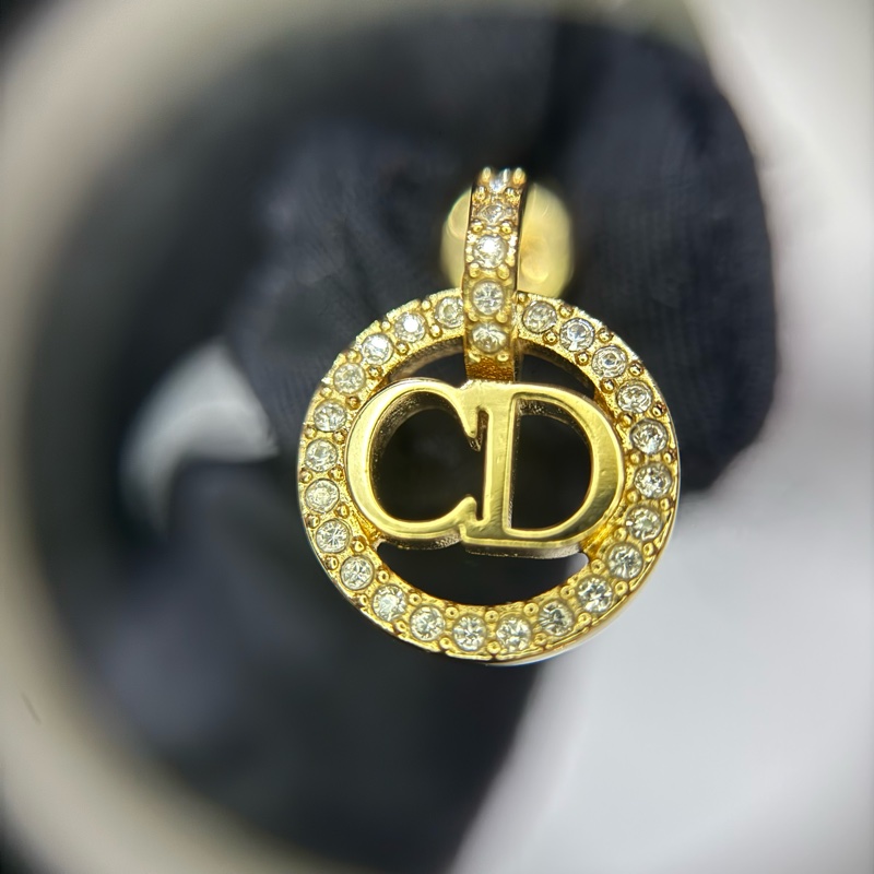 Full Set Dior Navy耳環帶鑽花圈logo-4