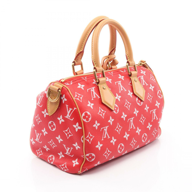 路易威登 Speedy P9 Bandoulire 25 紅色手提包 M24425 PVC塗層帆布皮革 紅色 二手 女士-1