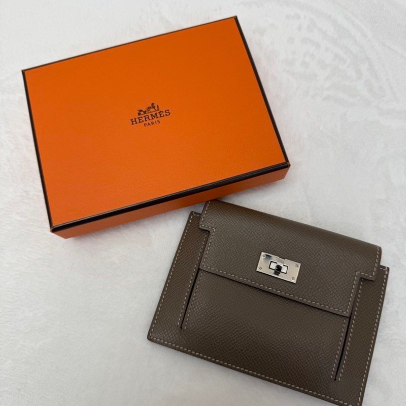 Hermes Kelly Pocket卡包大象灰銀扣-0