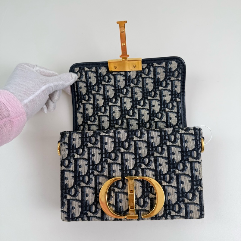 🆕99新✨迪奧/Dior Montaigne蒙田 mini 藍色 Oblique 印花單肩包斜挎包 金扣 可拆卸肩帶 底長:17cm❤️正品-6