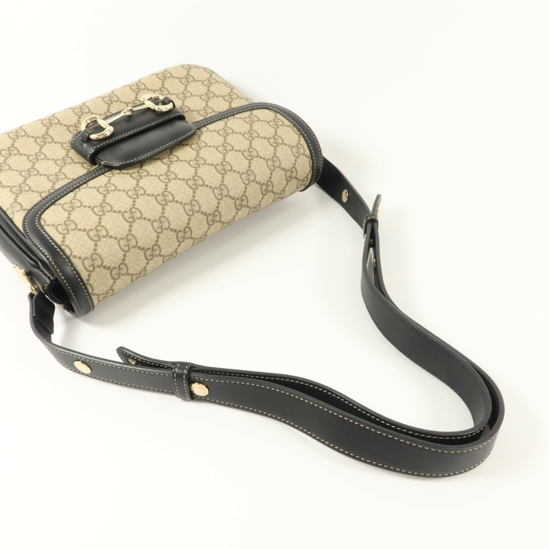 GUCCI 塗層帆布Horsebit 1955 Medium肩背袋-9