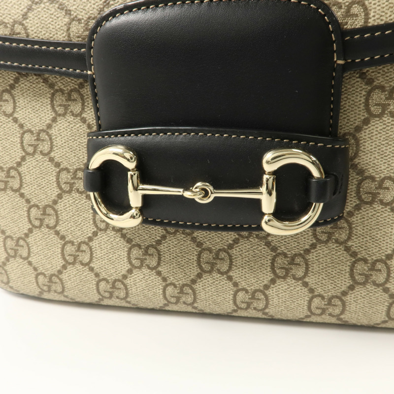 GUCCI 塗層帆布Horsebit 1955 Medium肩背袋-11