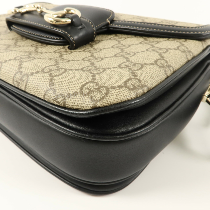 GUCCI 塗層帆布Horsebit 1955 Medium肩背袋-13