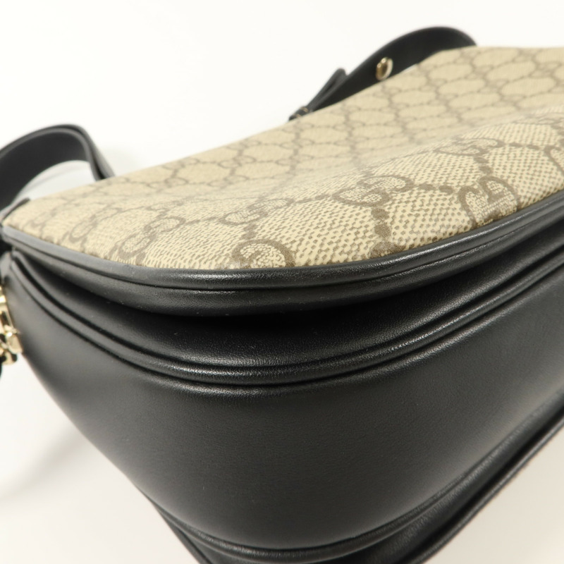 GUCCI 塗層帆布Horsebit 1955 Medium肩背袋-16
