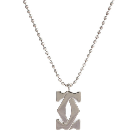 CARTIER 925純銀/不鏽鋼Vintage 2C Logo Pendent Necklace項鍊