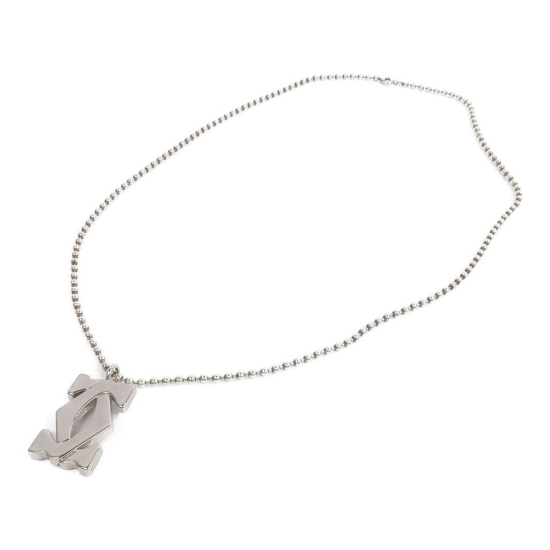 CARTIER 925純銀/不鏽鋼Vintage 2C Logo Pendent Necklace項鍊-3