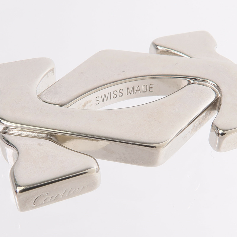 CARTIER 925純銀/不鏽鋼Vintage 2C Logo Pendent Necklace項鍊-6