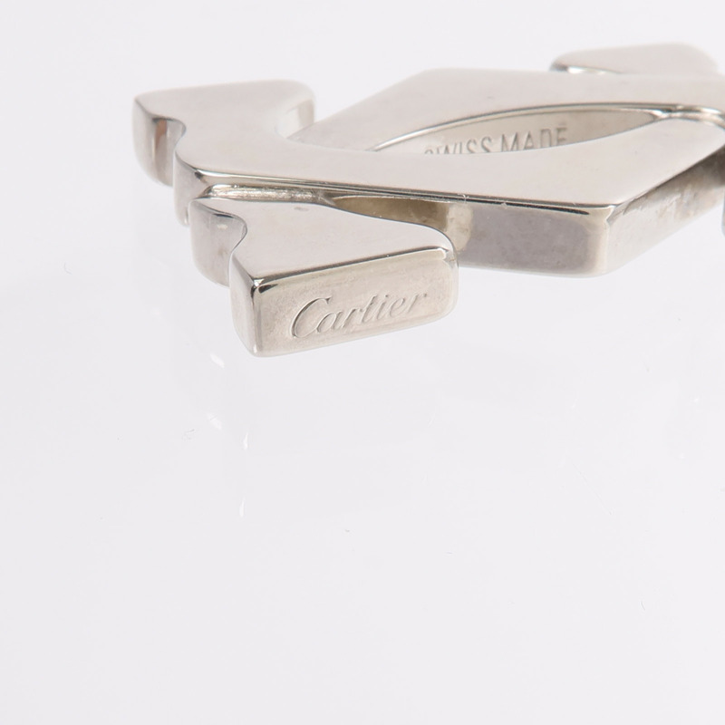 CARTIER 925純銀/不鏽鋼Vintage 2C Logo Pendent Necklace項鍊-7