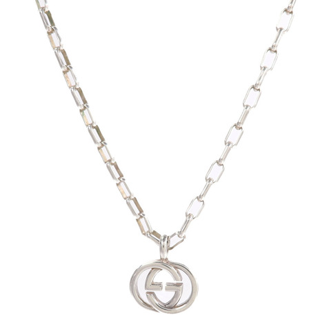 GUCCI 925純銀Interlocking Double G Pendant Necklace項鍊