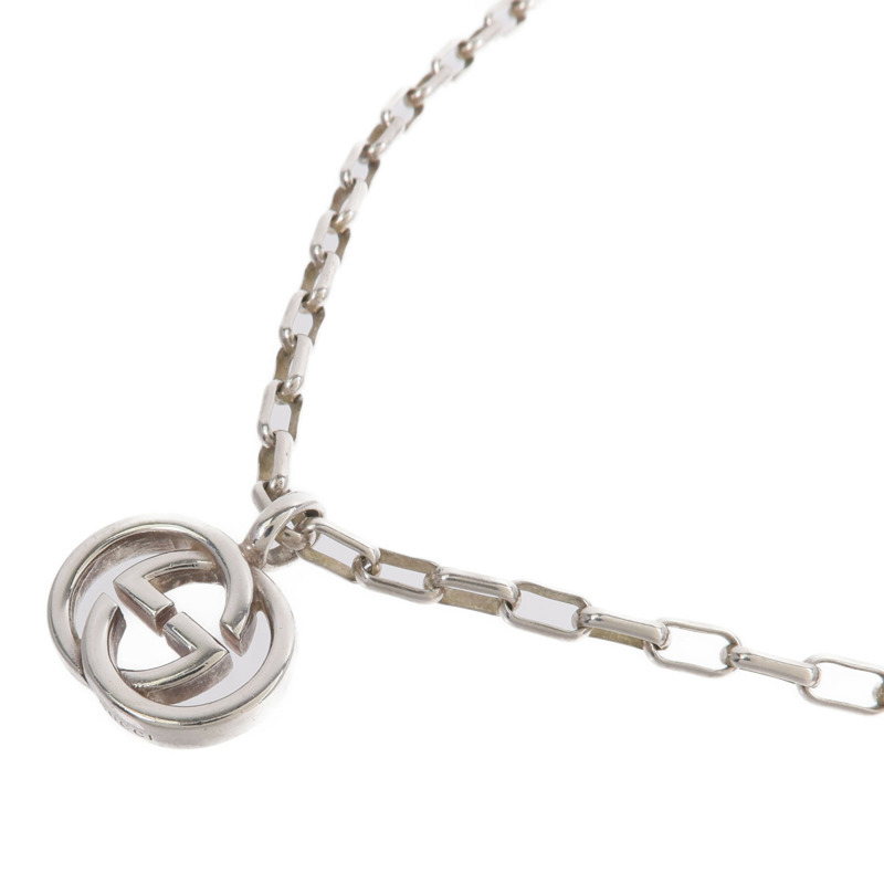 GUCCI 925純銀Interlocking Double G Pendant Necklace項鍊-2