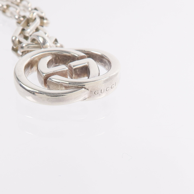 GUCCI 925純銀Interlocking Double G Pendant Necklace項鍊-7