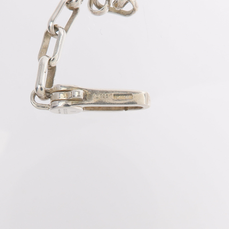 GUCCI 925純銀Interlocking Double G Pendant Necklace項鍊-8