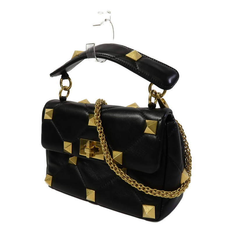 Valentino 羊皮皮革Garavani Roman Stud鏈帶手挽肩背兩用袋-1