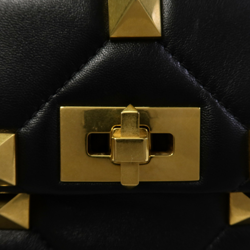 Valentino 羊皮皮革Garavani Roman Stud鏈帶手挽肩背兩用袋-6