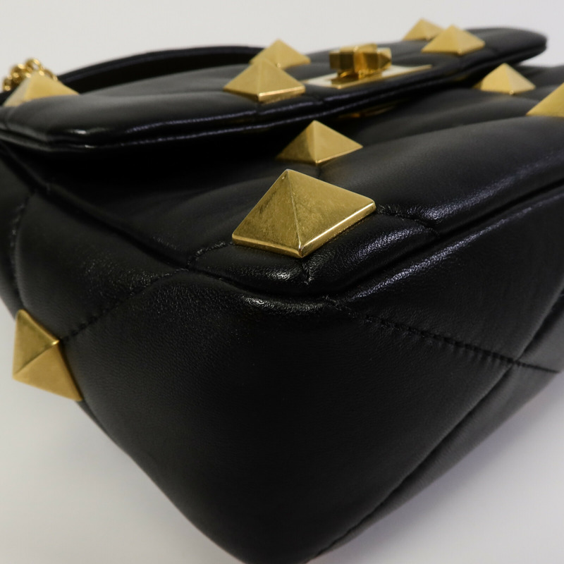 Valentino 羊皮皮革Garavani Roman Stud鏈帶手挽肩背兩用袋-8