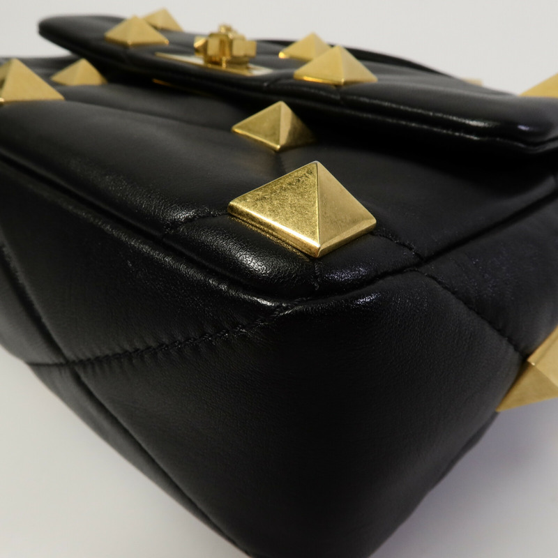 Valentino 羊皮皮革Garavani Roman Stud鏈帶手挽肩背兩用袋-9