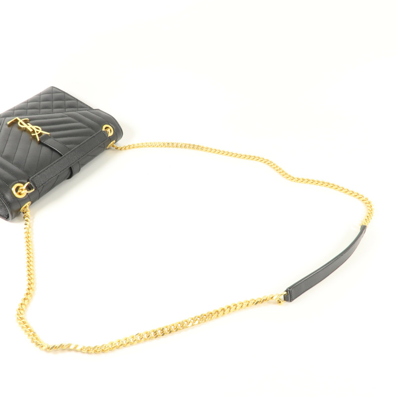 SAINT LAURENT 牛皮皮革Envelope Medium鏈帶肩背袋-8