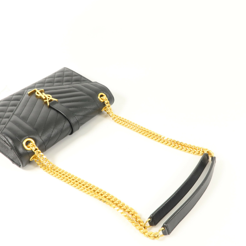SAINT LAURENT 牛皮皮革Envelope Medium鏈帶肩背袋-9