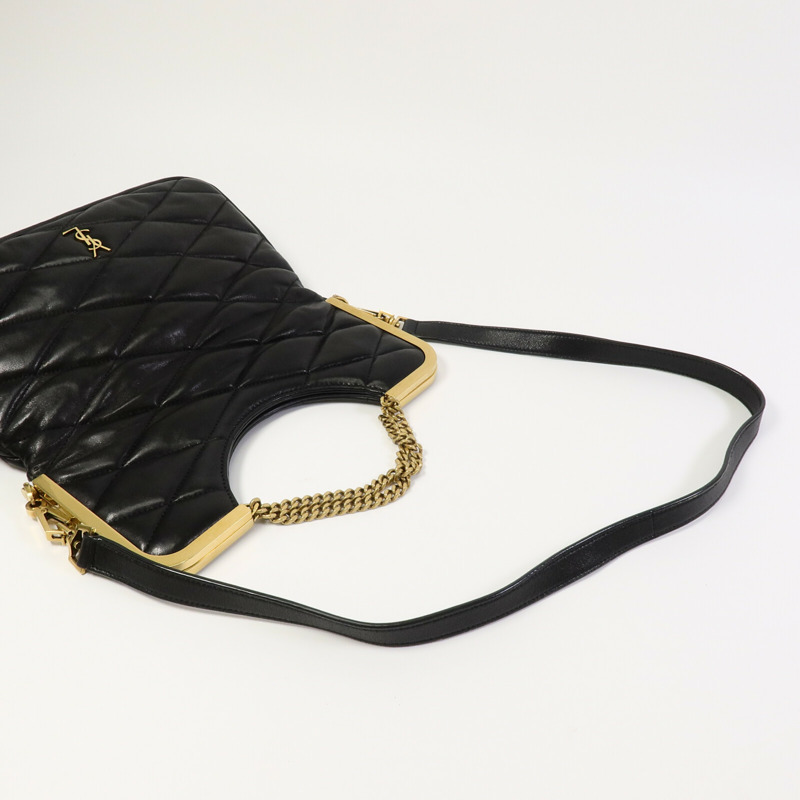 YVES SAINT LAURENT 羊皮皮革87 Frame Fold Over Shoulder Bag手挽肩背兩用袋-9